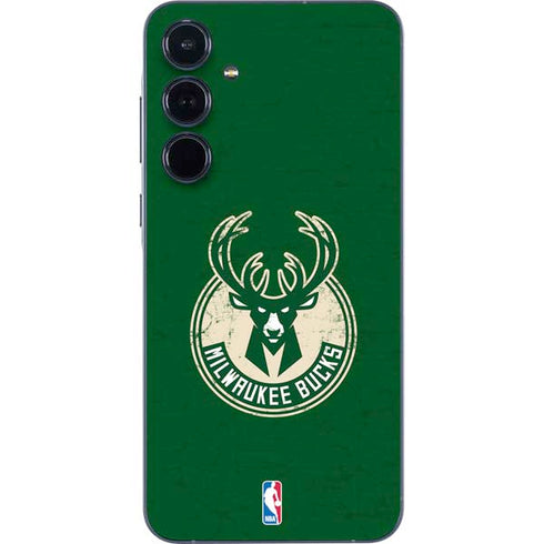 NBA Milwaukee Bucks Green Distressed Galaxy A55 5G Skin